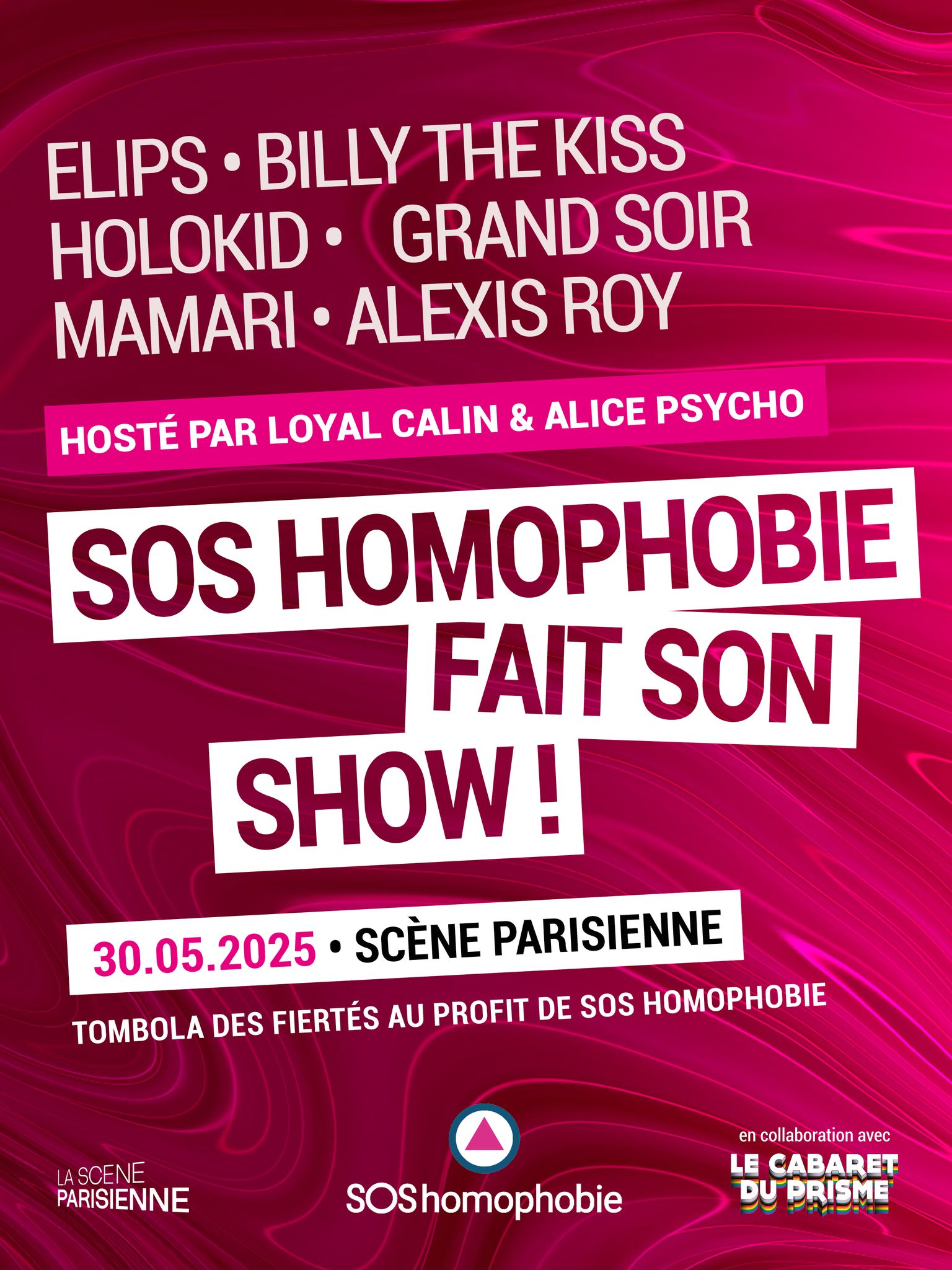 Affiche spectacle SOS homophobie - 30 mai 2025 - Version actualisée