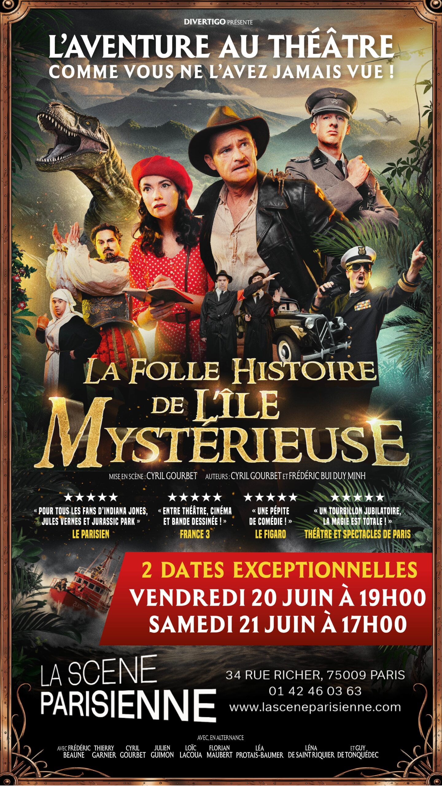 affiche scene parisienne La folle histoire de l'ile mystéreuise